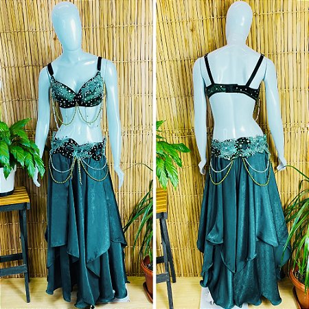 [Liquidação] Dança do Ventre Traje  Bordado Completo GG (46) -Pronta Entrega - TPCL-619