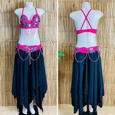 [Liquidação] Dança do Ventre Traje  Bordado Completo -Pronta Entrega - TPCL-622