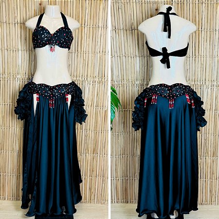 [Liquidação] Dança do Ventre Traje  Bordado Completo - Pronta Entrega - TPCL-634