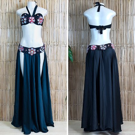 [Liquidação] Dança do Ventre Traje Bordado Completo - M - 42 - Pronta Entrega - TPCL-683