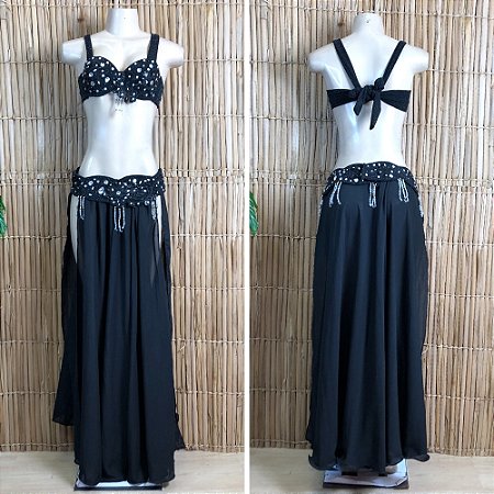 [Liquidação] Dança do Ventre Traje Bordado Completo - P - 40 - Pronta Entrega - TPCL-686