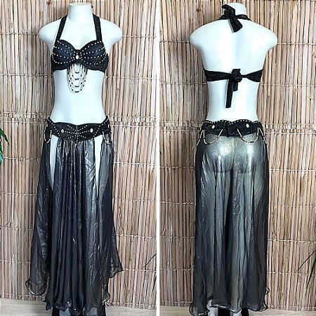 [Liquidação] Dança do Ventre Traje Bordado Completo - Pronta Entrega - TPCL-745