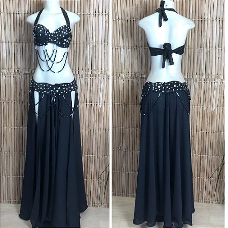 [Liquidação] Dança do Ventre Traje Bordado Completo - Pronta Entrega - TPCL-754