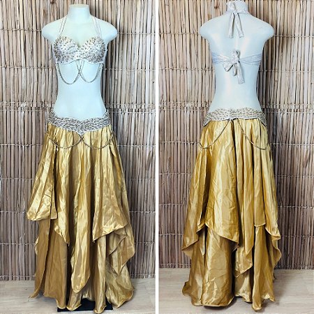 [Liquidação] Dança do Ventre Traje Bordado Completo - M-42- Pronta Entrega - TPCL-755