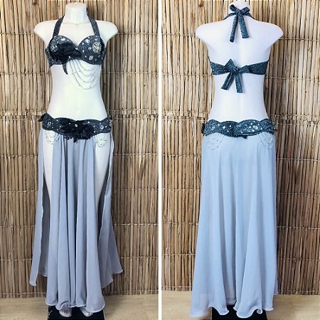 [Liquidação] Dança do Ventre Traje Bordado Completo - Pronta Entrega - TPCL-756