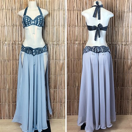 [Liquidação] Dança do Ventre Traje Bordado Completo - Pronta Entrega - TPCL-760