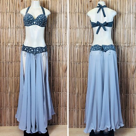 [Liquidação] Dança do Ventre Traje Bordado Completo - Pronta Entrega - TPCL-762