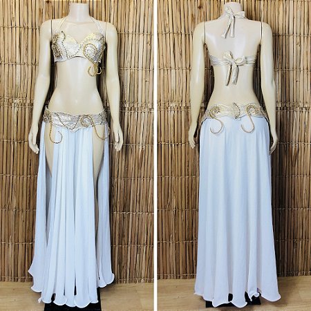 [Liquidação] Dança do Ventre Traje Bordado Completo - Pronta Entrega - TPCL-763