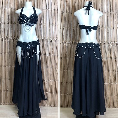 [Liquidação] Dança do Ventre Traje Bordado Completo - Pronta Entrega - TPCL-761