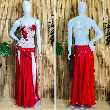 Dança do Ventre Traje Bordado Completo com Body - M42 - Pronta Entrega - TC-BODY70