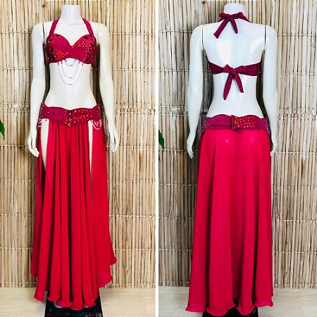 [Liquidação] Dança do Ventre Traje Bordado Completo - Pronta Entrega - TPCL-766