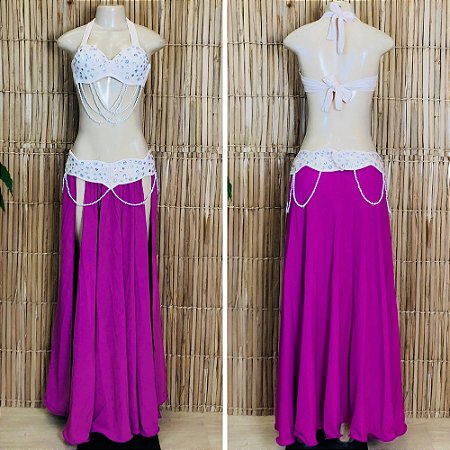 [Liquidação] Dança do Ventre Traje Bordado Completo - Pronta Entrega - TPCL-765