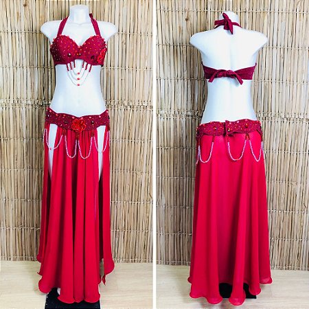 [Liquidação] Dança do Ventre Traje Bordado Completo -G -44- Pronta Entrega - TPCL-768