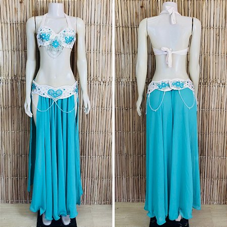 [Liquidação] Dança do Ventre Traje Bordado Completo - Pronta Entrega - TPCL-769