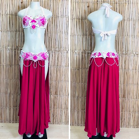 [Liquidação] Dança do Ventre Traje Bordado Completo - Pronta Entrega - TPCL-770