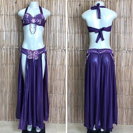 [Liquidação] Dança do Ventre Traje Bordado Completo - Pronta Entrega - TPCL-771
