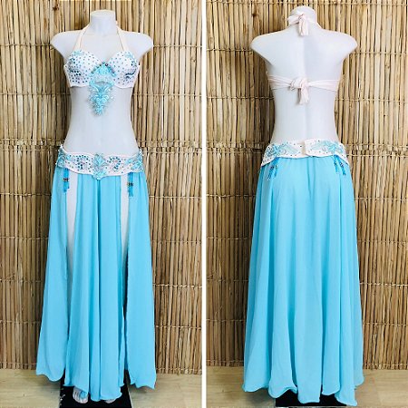 [Liquidação] Dança do Ventre Traje Bordado Completo - Pronta Entrega - TPCL-772