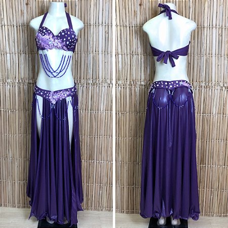 [Liquidação] Dança do Ventre Traje Bordado Completo - Pronta Entrega - TPCL-776