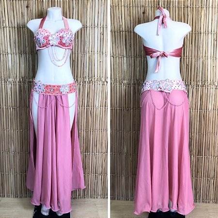 [Liquidação] Dança do Ventre Traje Bordado Completo - G(44) - Pronta Entrega - TPCL-780