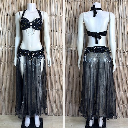 [Liquidação] Dança do Ventre Traje Bordado Completo - Pronta Entrega - TPCL-783