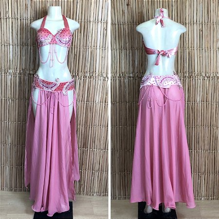 [Liquidação] Dança do Ventre Traje Bordado Completo - P (40) - Pronta Entrega - TPCL-786