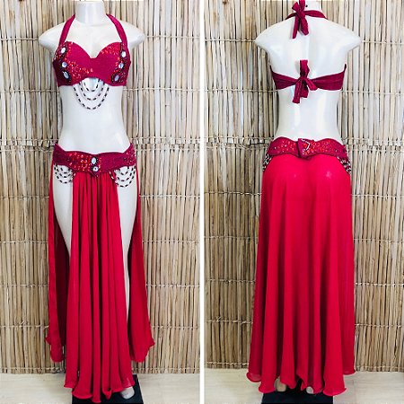 [Liquidação] Dança do Ventre Traje Bordado Completo - GG(46) - Pronta Entrega - TPCL-793