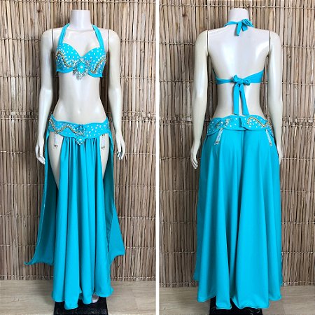 [Liquidação] Dança do Ventre Traje Bordado Completo - Pronta Entrega - TPCL-800