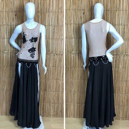 Dança do Ventre Traje Bordado Completo com Body - Pronta Entrega - TC-BODY76