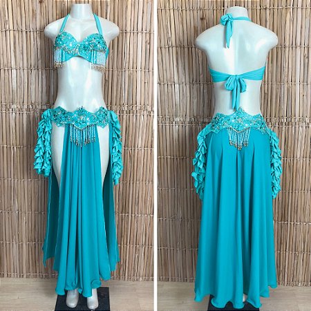 [Liquidação] Dança do Ventre Traje Bordado Completo - G44 -Pronta Entrega - TPCL-811