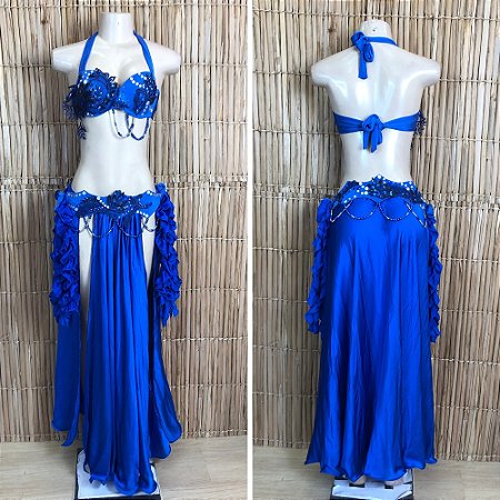 [Liquidação] Dança do Ventre Traje Bordado Completo - Pronta Entrega - TPCL-812