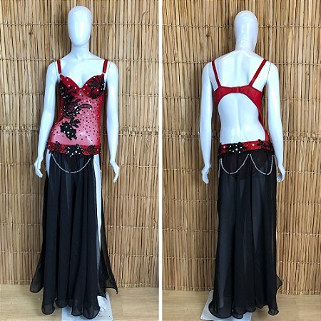 Dança do Ventre Traje Bordado Completo com Body - Pronta Entrega - G(44) - TC-BODY79