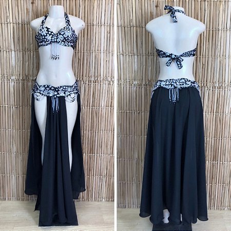 [Liquidação] Dança do Ventre Traje Bordado Completo - P(40)-  Pronta Entrega - TPCL-816