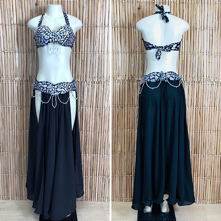 [Liquidação] Dança do Ventre Traje Bordado Completo -  Pronta Entrega - TPCL-819