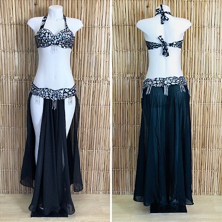 [Liquidação] Dança do Ventre Traje Bordado Completo -  Pronta Entrega - TPCL-820