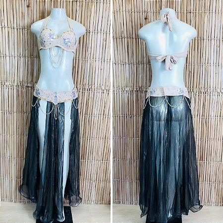 [Liquidação] Dança do Ventre Traje Bordado Completo -  Pronta Entrega - TPCL-821
