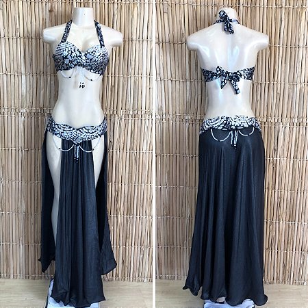 [Liquidação] Dança do Ventre Traje Bordado Completo -  M (42) -  Pronta Entrega - TPCL-824
