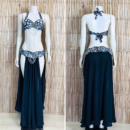 [Liquidação] Dança do Ventre Traje Bordado Completo -  P (40) -  Pronta Entrega - TPCL-826