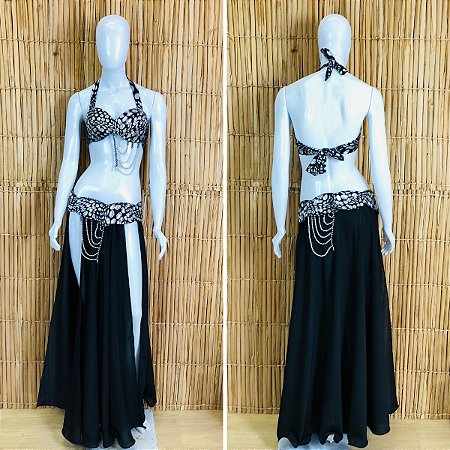 [Liquidação] Dança do Ventre Traje Bordado Completo -  M (42) -  Pronta Entrega - TPCL-827