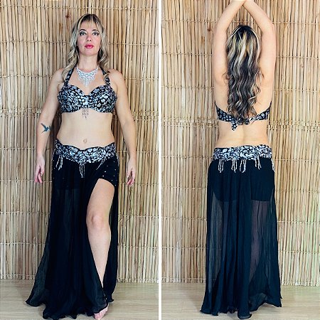[Liquidação] Dança do Ventre Traje Bordado Completo -  GG (46) -  Pronta Entrega - TPCL-828