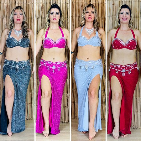 [Encomenda 30 Dias] Dança do Ventre Traje Completo Strass e Pedrarias  - TB-E30D-49