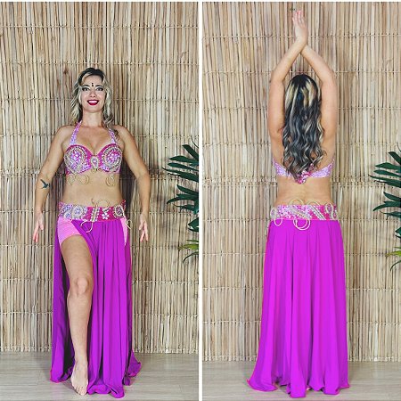 Dança do Ventre Traje Bordado Completo -  Pronta Entrega - TPCL-844