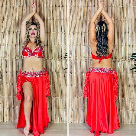 Dança do Ventre Traje Bordado Completo - Pronta Entrega - TPCL-847