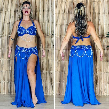 Dança do Ventre Traje Bordado Completo - Pronta Entrega - TPCL-849