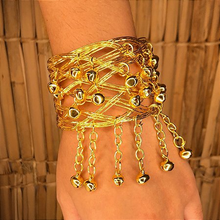 Bracelete Dourado com Sinos Acessório para Dança do Ventre - AB71