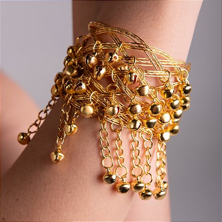 Bracelete Dourado com Sinos Acessório para Dança do Ventre - AB71