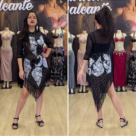 Dança do Ventre Vestido Galabia Baladi Tule- Envio Imediato - VGPE-28