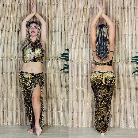 Dança do Ventre Traje Bordado Completo - Pronta Entrega - TPCL-860
