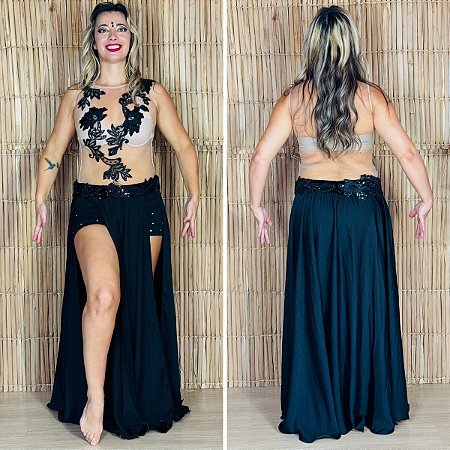 Dança do Ventre Body Roupa Traje Bordado Completo Pronta Entrega- M(42) TC-BODY83