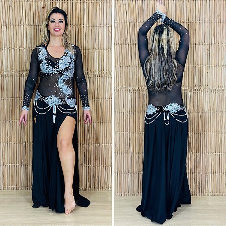Dança do Ventre Traje Bordado Completo com Body- G (44)  - Pronta Entrega - TC-BODY84