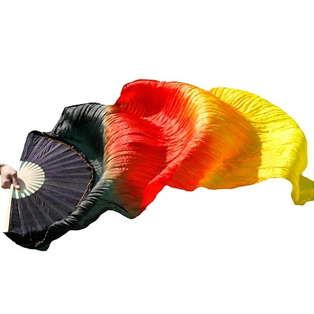 Unidade Fan Véu Leque Degrade Cores Dança do Ventre - Preto,vermelho e amarelo - VFAN-PVA
